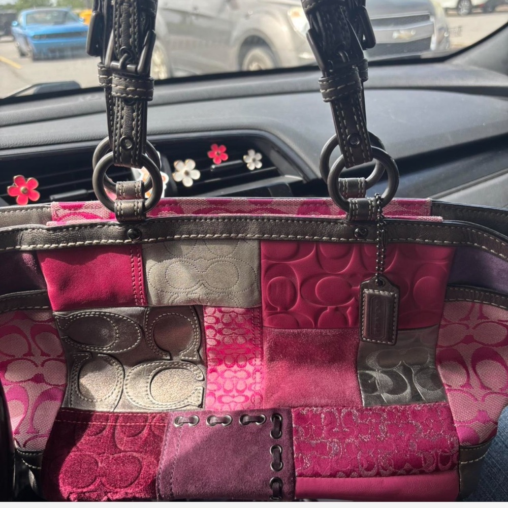 Pink and Silver Patchwork Fabric - image 7